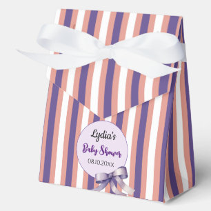 Lila Bow Lines Moderne Babydusche Geschenkschachtel