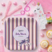 Lila Bow Lines Moderne Babydusche Pappteller (Party)