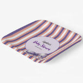 Lila Bow Lines Moderne Babydusche Pappteller (Gewinkelt)