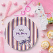 Lila Bow Lines Moderne Babydusche Pappteller (Party)