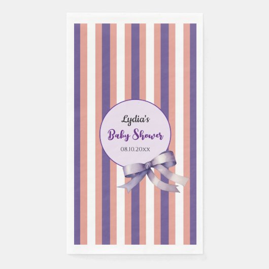 Lila Bow Lines Moderne Babydusche Serviette (Vorderseite)