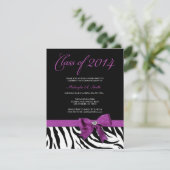 Lila Bow mit Zebra-Streifen der Klasse 2014 Einladung (Stehend Vorderseite)