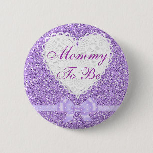 Lila Bow Mommy zum Baby-Showknopf Button
