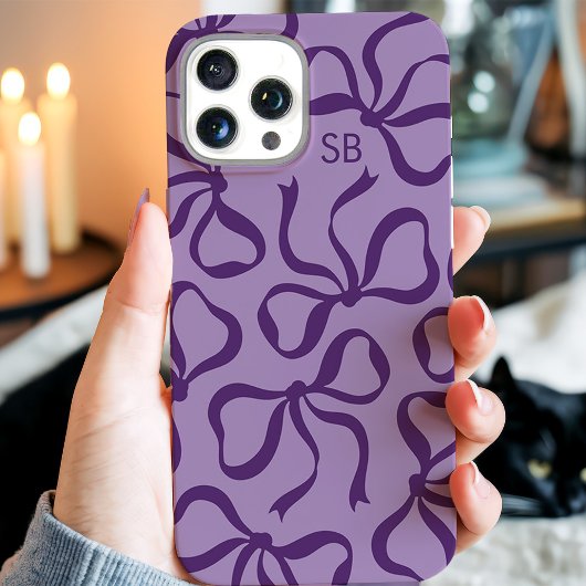 Lila Bow Monogramm Case-Mate iPhone Hülle