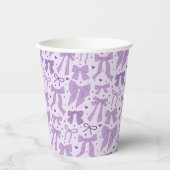 Lila Bow Pattern Geburtstagsfeier Pappbecher (Vorderseite)