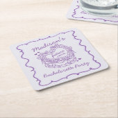 Lila Bow Retro Herz Coquette Bachelorette Rechteckiger Pappuntersetzer (angewinkelt)