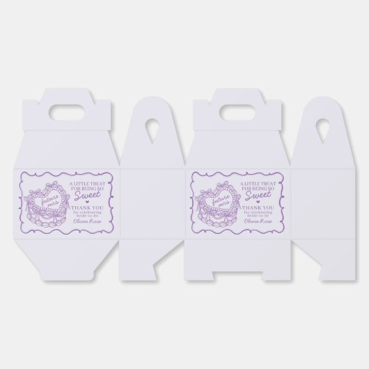 Lila Bow Retro Herz Coquette Cake Brautparty Geschenkschachtel (Ungeklappt)