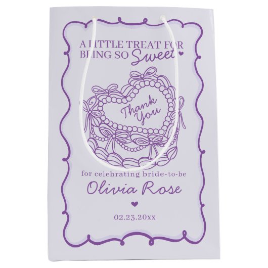 Lila Bow Retro Herz Coquette Cake Brautparty Mittlere Geschenktüte (Vorderseite)