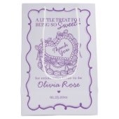 Lila Bow Retro Herz Coquette Cake Brautparty Mittlere Geschenktüte (Rückseite)