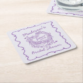 Lila Bow Retro Herz Coquette Cake Brautparty Rechteckiger Pappuntersetzer (angewinkelt)