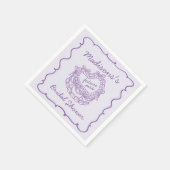 Lila Bow Retro Herz Coquette Cake Brautparty Serviette (Ecke)