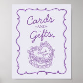 Lila Bow Retro Herz Coquette Cake Cards & Geschenk Poster (Vorne)