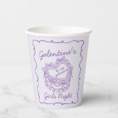Lila Bow Retro Herz Coquette Cake Galentine Pappbecher (Vorderseite)