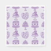 Lila Bow Retro Herz Coquette Cake Valentine Serviette (Vorderseite)