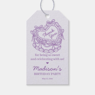Lila Bow Retro Herz Coquette Kuchen Geburtstag Geschenkanhänger