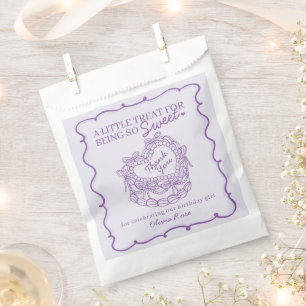 Lila Bow Retro Herz Coquette Kuchen Geburtstag Geschenktütchen