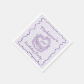 Lila Bow Retro Herz Coquette Kuchen Geburtstag Serviette (Ecke)