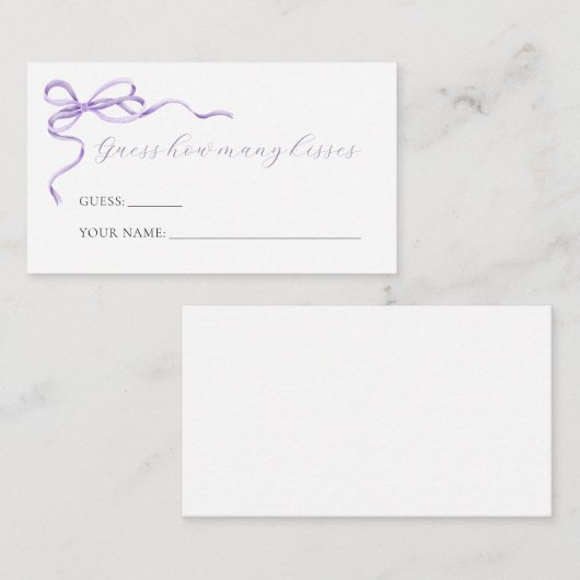 Lila Bow schätzt, wie viele Kisses Game Card Begleitkarte (Vorne/Hinten)