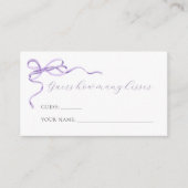 Lila Bow schätzt, wie viele Kisses Game Card Begleitkarte (Vorderseite)