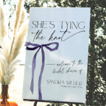 Lila Bow Shes binden die Knot Bridal Willkommen