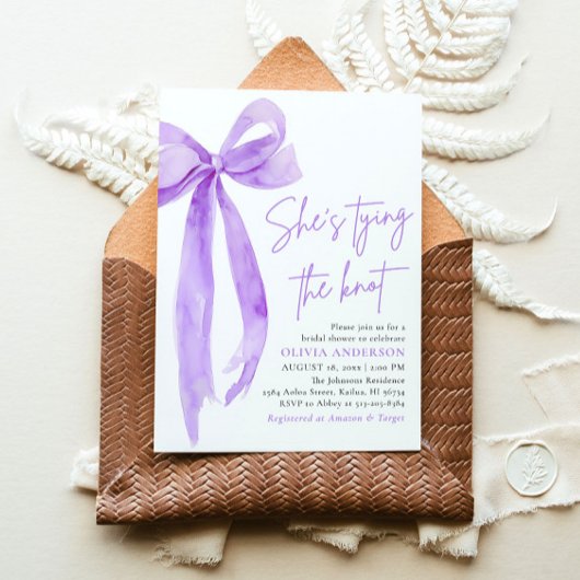 Lila Bow Sie bindet das Brautparty des Knotens Einladung