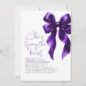 Lila Bow Sie bindet das Brautparty des Knotens Einladung (Vorderseite)