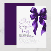 Lila Bow Sie bindet das Brautparty des Knotens Einladung (Vorne/Hinten)