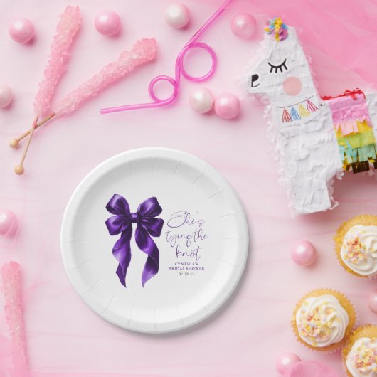 Lila Bow Sie bindet das Brautparty des Knotens Pappteller (Party)