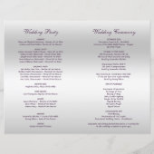 Lila Bow Silver Sequins Hochzeitsprogramm (Rückseite)