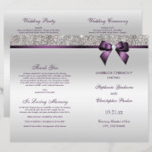Lila Bow Silver Sequins Hochzeitsprogramm (Vorne/Hinten)