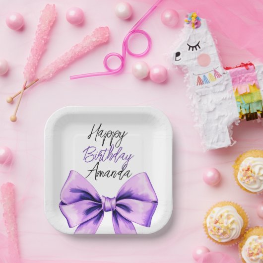 Lila Bow Sweet 16 Geburtstag Pappteller (Party)