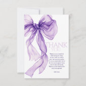 Lila Bow Watercolor Baby in Bloom Baby Dusche Dankeskarte (Vorderseite)