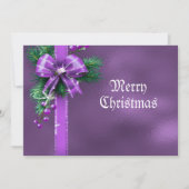 Lila Bow Weihnachtskarte Feiertagskarte (Vorderseite)