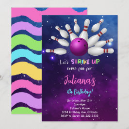 Lila Bowling Einladung zum Geburtstag