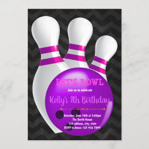 Lila Bowling-Party-Einladung Einladung