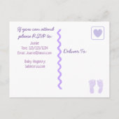 Lila Bows und Polka Dots Kinderdusche Einladung (Rückseite)