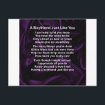 Lila - Boyfriend Poem Postkarte<br><div class="desc">Ein tolles Geschenk für einen Freund</div>