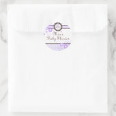Lila- & Braun-Blumenmuster-Babyduschkleber Runder Aufkleber (Tasche)