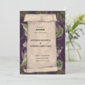 Lila-Braun-Dekorative Vintage Hochzeit Einladung (Stehend Vorderseite)