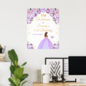 Lila Braun-Haarprinzessin Geburtstag Willkommen Poster (Heimbüro)
