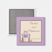 Lila/Braun Hochzeit Cake Magnet Gefallen (Vorderseite/Rückseite)