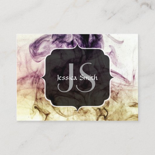 Lila-braun-Smok-Staub-Abstrakt-Monogramm Visitenkarte (Rückseite)