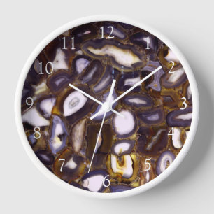 Lila Braun Weiße Achatstein-Geodenmuster  Uhr