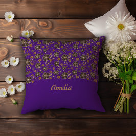 Lila-braune Blume Cotgcore-Dekorname Kissen