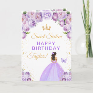 Lila-braunhaariges Mädchen, Sweet Sixteen Geburtst Karte