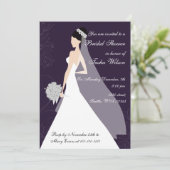 lila Brautdusche Einladung (Stehend Vorderseite)