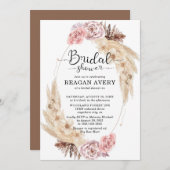 Lila Brautparty aus getrocknetem Pampas Einladung (Vorne/Hinten)