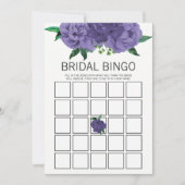 Lila Brautparty-Bingo-Game-Karte mit Blumenläden Einladung (Vorderseite)