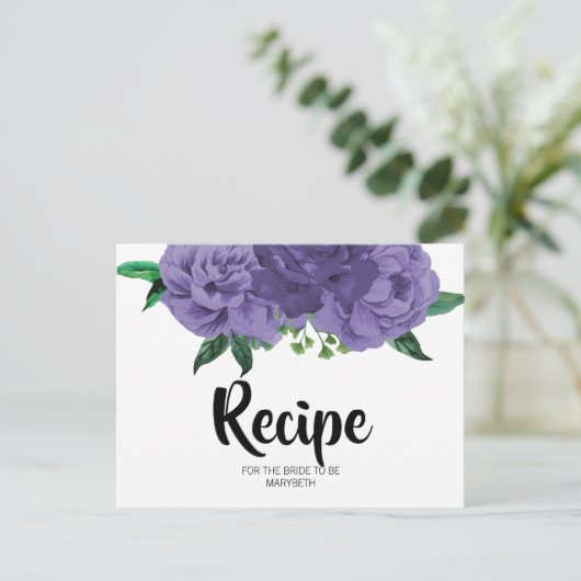 Lila Brautparty Blumenviolett Rezept Postkarte (Stehend Vorderseite)