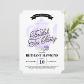 Lila | Brautparty des Tee-Party- Einladung (Stehend Vorderseite)